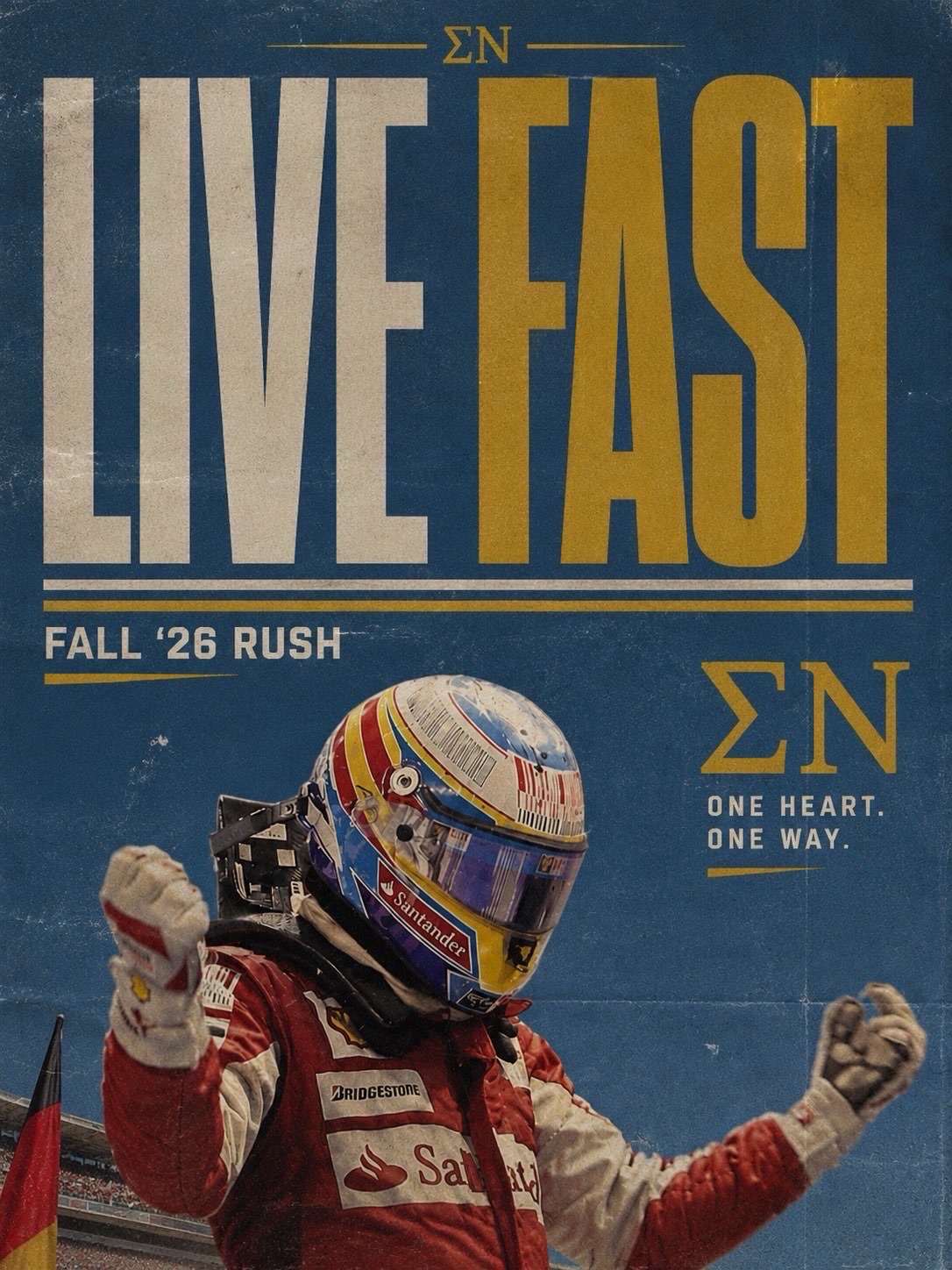Sigma Nu Live Fast Fall ’26 Rush recruitment poster
